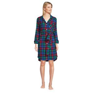 Lands' End Women's 3/4 Sleeve Flannel Sleepshirt Nightgown, NWT